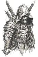 hooded warrior tattoo design idea