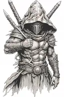 hooded warrior tattoo design idea