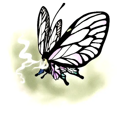 Butterfly with smoke tattoo design idea