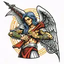 angel with crossbow arrows tattoo design idea