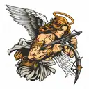 angel with crossbow arrows tattoo design idea