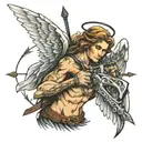angel with crossbow arrows tattoo design idea