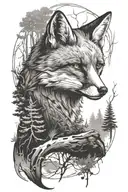 fox in the forest for a man tattoo design idea