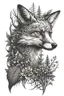 fox in the forest for a man tattoo design idea