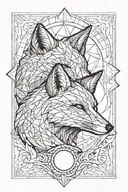 fox and moon tattoo design idea