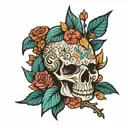 skull shaped bird tattoo design idea