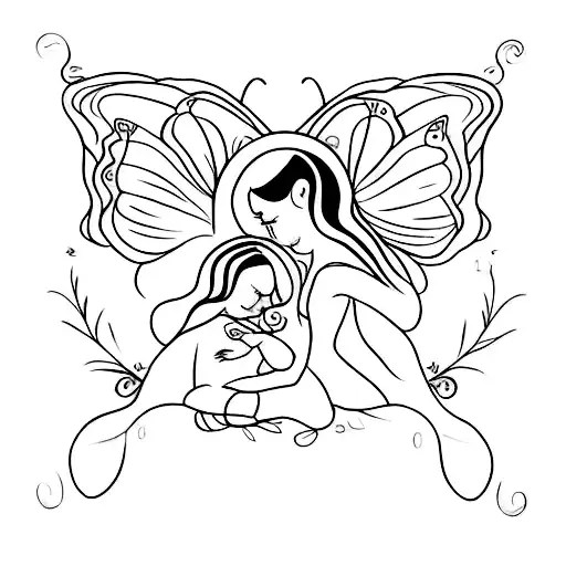 A delicate butterfly symbolizing the love between a mother and child tattoo design idea
