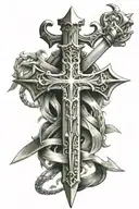 1 Sword straight with a dagger forming a cross tattoo tattoo design idea