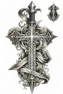 1 Sword straight with a dagger forming a cross tattoo tattoo design idea