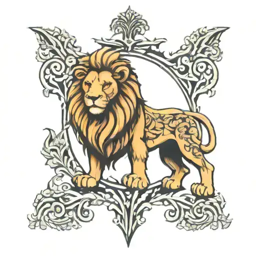 BJB IV lamb lion cross tattoo design idea