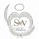angel wings, with initial and date aroud heart tattoo design idea