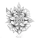 henna with flowers tattoo design idea