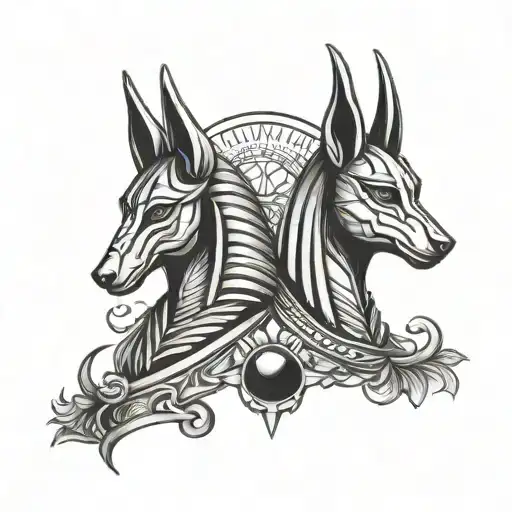 Anubis and Horus eye tattoo design idea