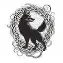 A mystical wolf spirit emerging from a field of snakes tattoo design idea