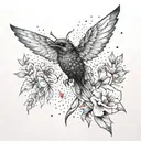A mesmerizing scene of a sprite casting spells in a field of colorful flowers tattoo design idea