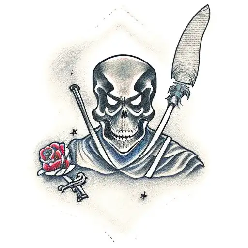 Grim Reaper with robe and scythe tattoo design idea