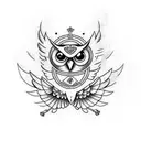 owl with wings spread horizontally tattoo design idea