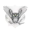 owl with wings spread horizontally tattoo design idea