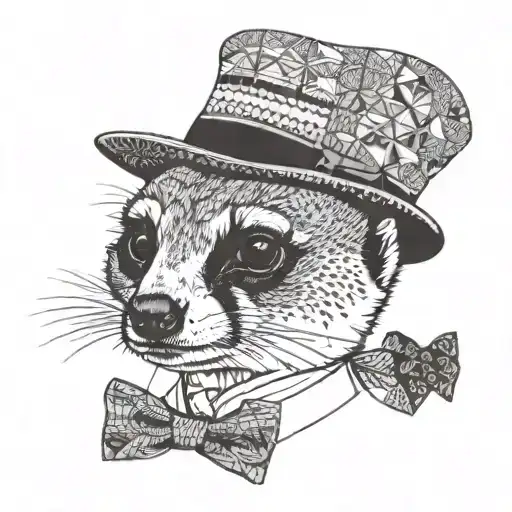 meerkat with hat and bow tie tattoo design idea
