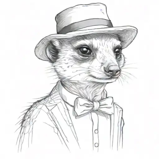 meerkat with hat and bow tie tattoo design idea