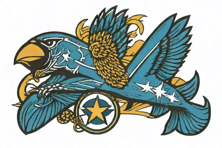 E-2 Hawkeye and sea hawk football logo incorporated tattoo design idea