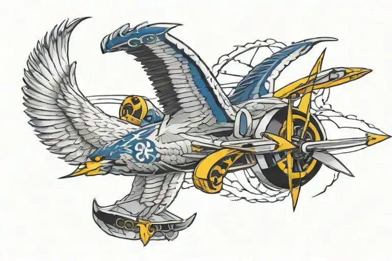 E-2 Hawkeye and sea hawk football logo incorporated tattoo design idea