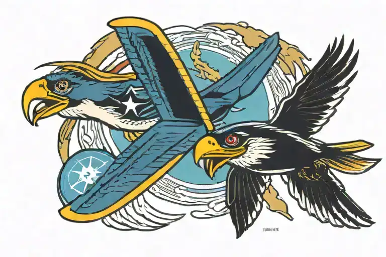 E-2 Hawkeye and sea hawk football logo incorporated tattoo design idea