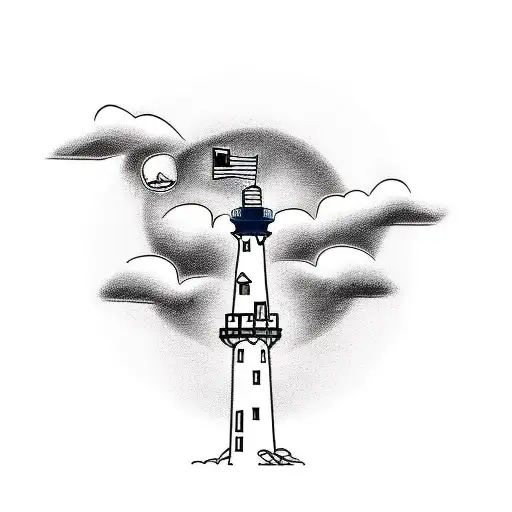 would like a tattoo that combines a lighthouse, a dragon and God tattoo design idea