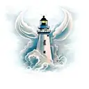 would like a tattoo that combines a lighthouse, a dragon and God tattoo design idea