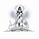 would like a tattoo that combines a lighthouse, a dragon and God tattoo design idea