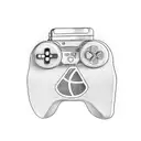 A music-themed gaming controller with motorbike handlebars instead of buttons tattoo design idea