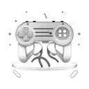 A music-themed gaming controller with motorbike handlebars instead of buttons tattoo design idea