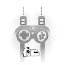 A music-themed gaming controller with motorbike handlebars instead of buttons tattoo design idea