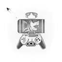 A music-themed gaming controller with motorbike handlebars instead of buttons tattoo design idea