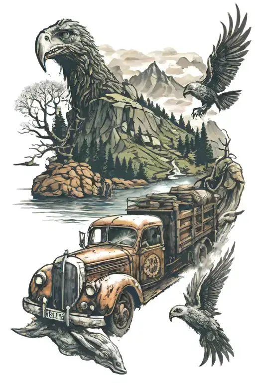 , landscape, harry Potter, vikings, truck tattoo design idea