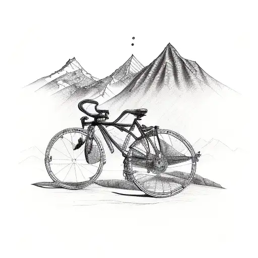 bike and mountain  tattoo design idea