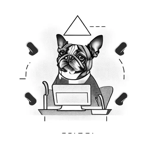 A dog doing a victory dance on top of a computer keyboard tattoo design idea