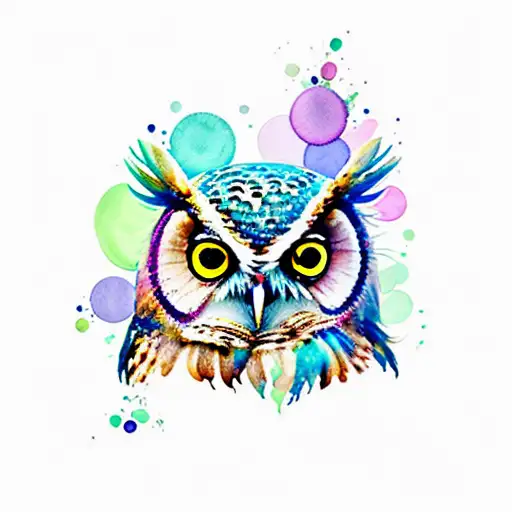 watercolor owl with pockets watch on chain surrounded by lilies  tattoo design idea
