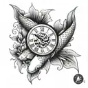 Birth clock with koi fish tattoo design idea