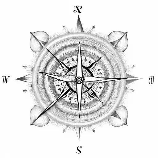 Mermaid compass clock  tattoo design idea