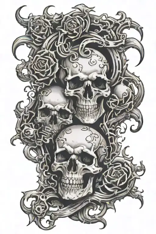 Combine symbols of hell with metal music imagery in a black-grey tattoo design tattoo design idea