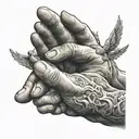 god holding hands reaching towards the heavens tattoo design idea