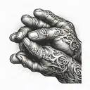 god holding hands reaching towards the heavens tattoo design idea