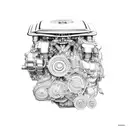 A detailed blueprint of a v8 car engine, merging blackwork and dotwork elements tattoo design idea