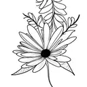 daisy  mimosa leaf tattoo design idea