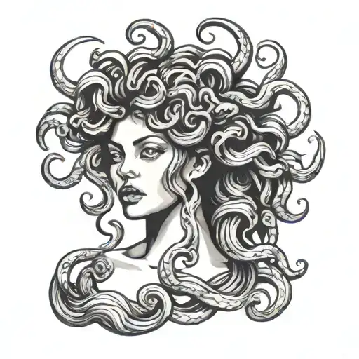 black lady medusa head tattoo design idea
