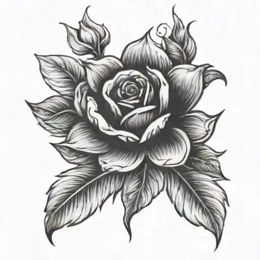 draw beautiful flowers, in black colors. the tattoo will be located on the thigh. tattoo design idea