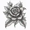 draw beautiful flowers, in black colors. the tattoo will be located on the thigh. tattoo design idea