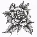 draw beautiful flowers, in black colors. the tattoo will be located on the thigh. tattoo design idea