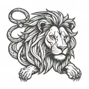 “Design a minimalist linework tattoo of a sitting lion for the bicep. The lion should have an elegant, simplified outlin tattoo design idea